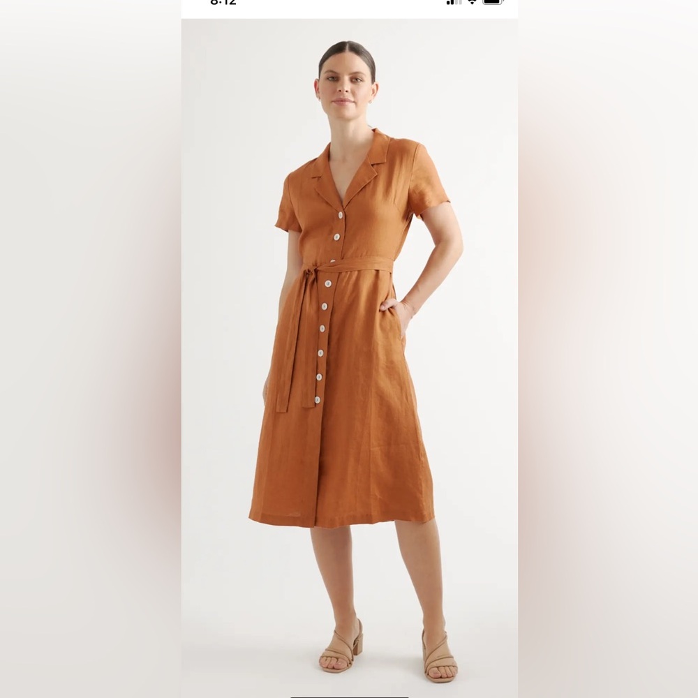 Quince Women's Midi Dress in Rust Orange